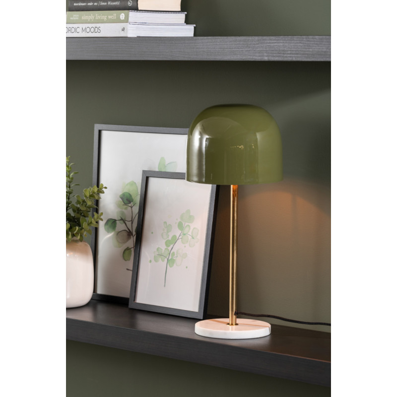 Lampe à poser vert olive marbre et...