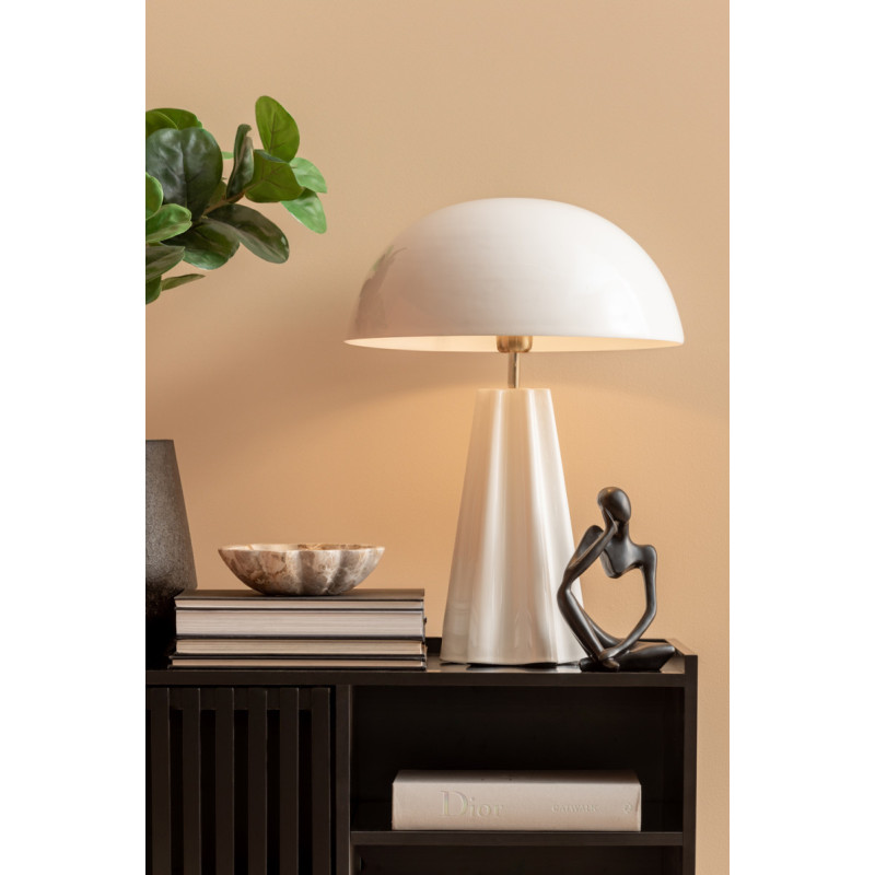 Lampe à poser champignon métal blanc...