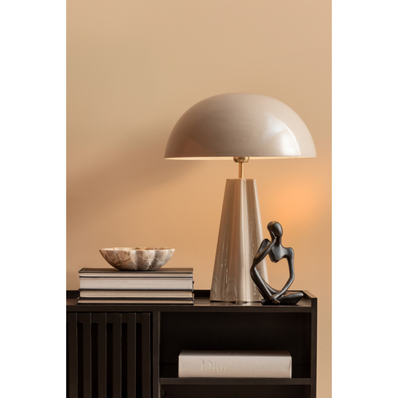 Lampe à poser champignon métal grège...