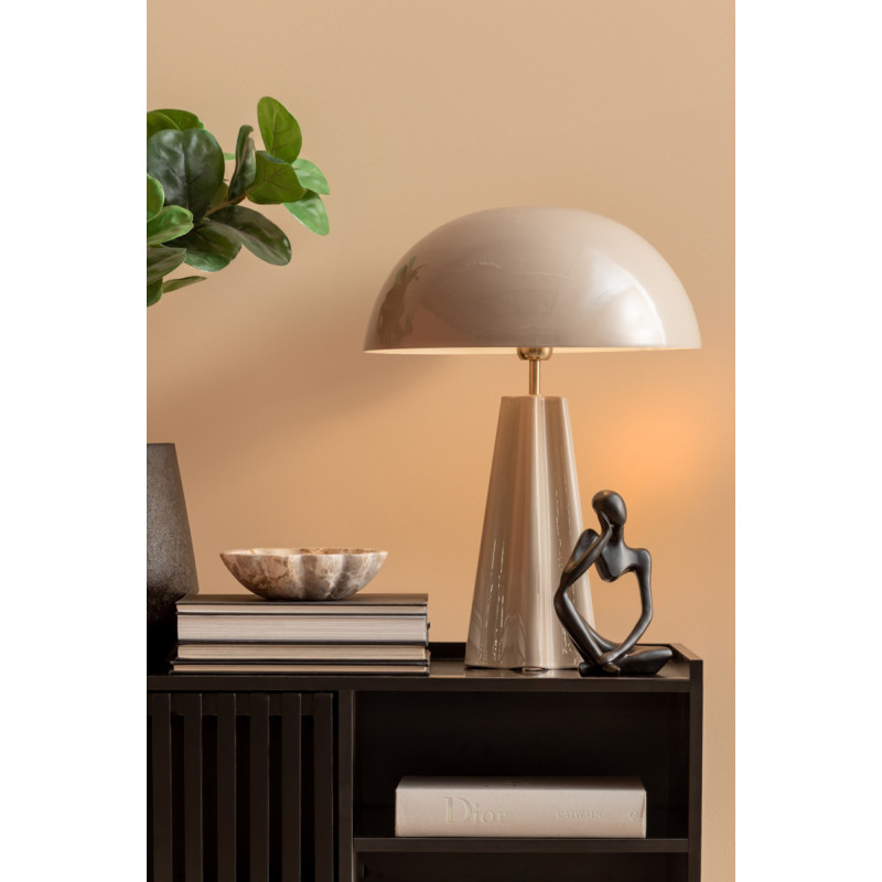 Lampe à poser champignon métal grège...