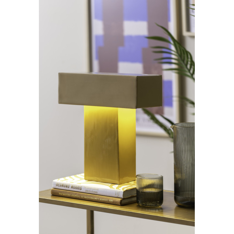 Lampe à poser rectangulaire jaune...