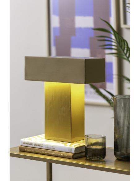Lampe à poser rectangulaire jaune ocre métal 32x15x35 cm Grato Recto
