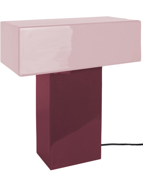 Lampe à poser rectangulaire mauve et lavande métal...