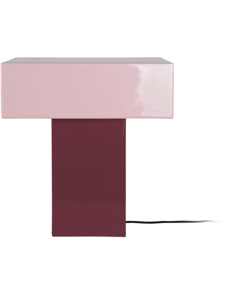 Lampe à poser rectangulaire mauve et lavande métal 32x15x35 cm Grato Recto