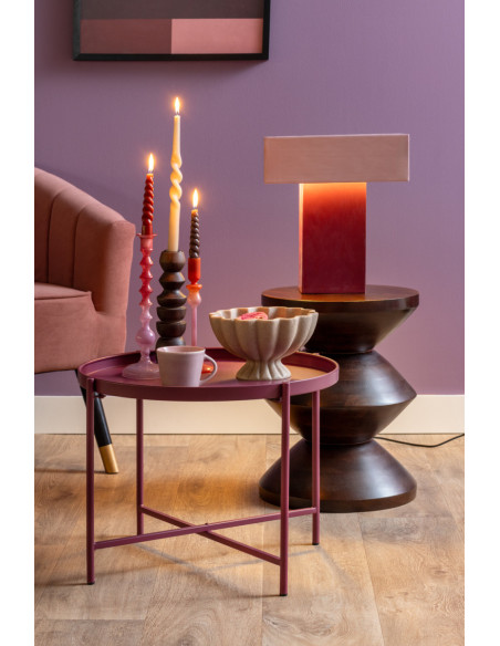 Lampe à poser rectangulaire mauve et lavande métal 32x15x35 cm Grato Recto
