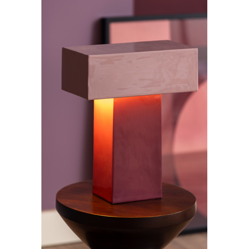 Lampe à poser rectangulaire mauve et...
