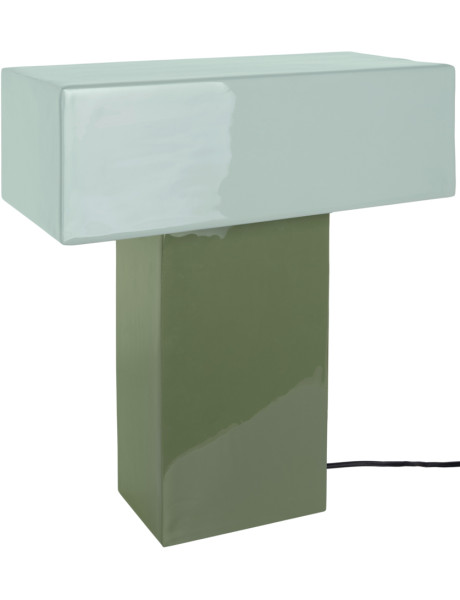 Lampe à poser verte rectangulaire métal 32x15x35 cm Grato...
