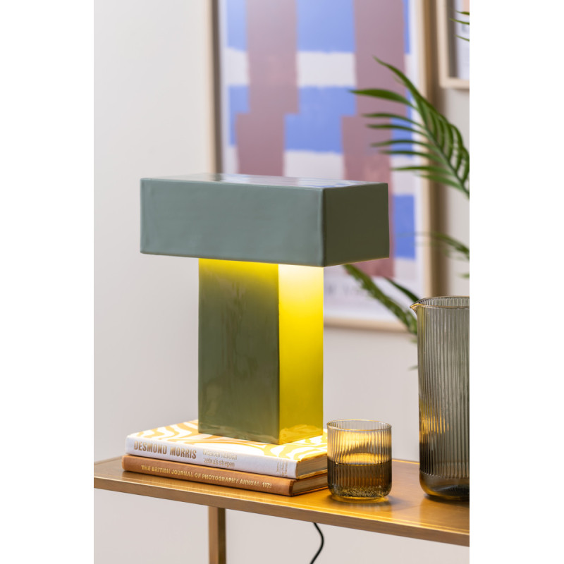 Lampe à poser verte rectangulaire...