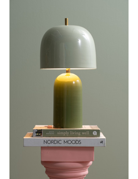 Lampe à poser champignon métal vert sauge 20x43 cm Rico