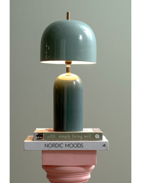 Lampe à poser champignon métal bleu brume 20x43 cm Rico