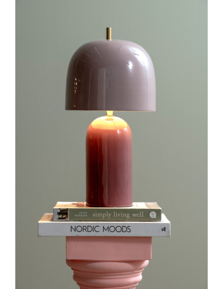 Lampe champignon métal rose mauve 20x43 cm Rico