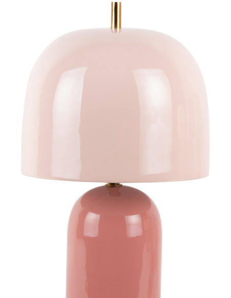 Lampe champignon métal rose poudré 20x43 cm Rico