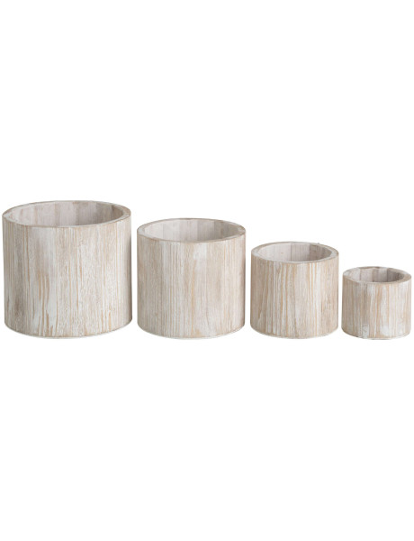Lot de 4 cache-pots en bois blanc 10 à 19 cm Vejer