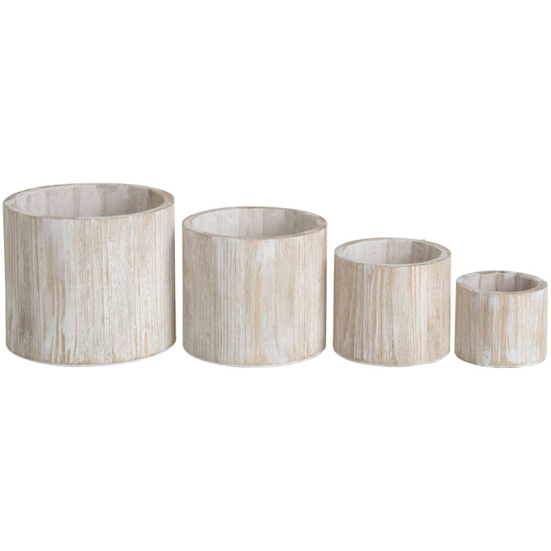 Lot de 4 cache-pots en bois blanc 10...
