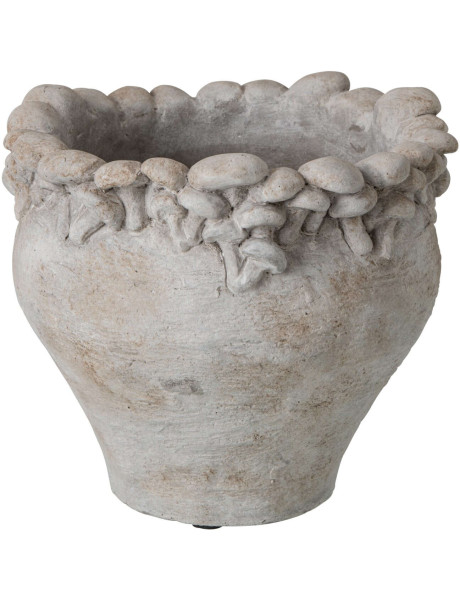 Cache-pot champignons en relief ciment beige 22 cm Calcata