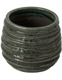 Cache-pot céramique bleu pétrole strié 17 cm Setúbal