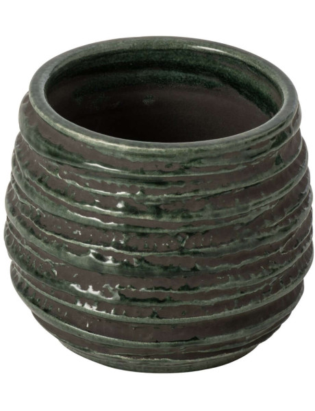 Cache-pot céramique bleu pétrole strié 17 cm Setúbal