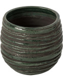 Cache-pot céramique bleu pétrole strié 20 cm Setúbal