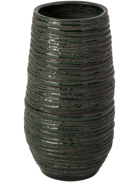 Grand vase céramique bleu pétrole strié 50 cm Setúbal