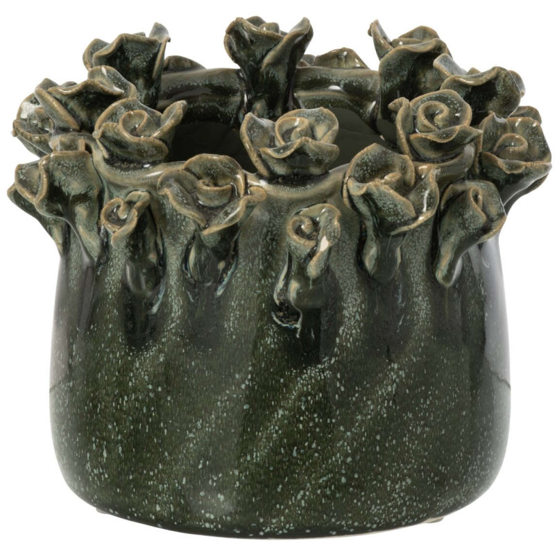 Cache-pot roses en relief céramique...