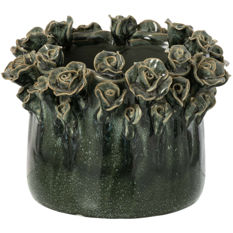 Grand cache-pot roses en relief...