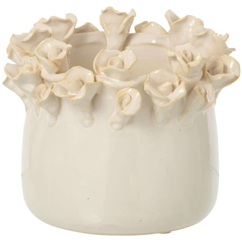 Cache-pot roses en relief céramique...