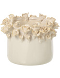 Grand cache-pot roses céramique écru 25 cm Deruta