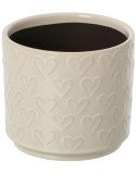 Petit cache-pot cœur céramique écru 12 cm Venzone