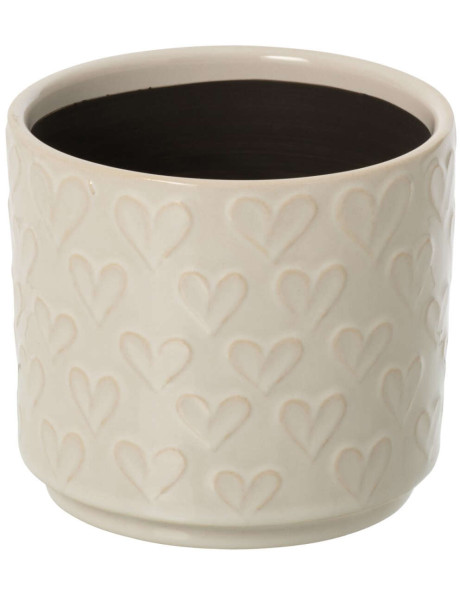 Petit cache-pot cœur céramique écru 12 cm Venzone