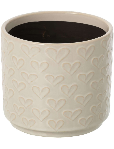 Cache-pot cœur céramique écru 14 cm Venzone