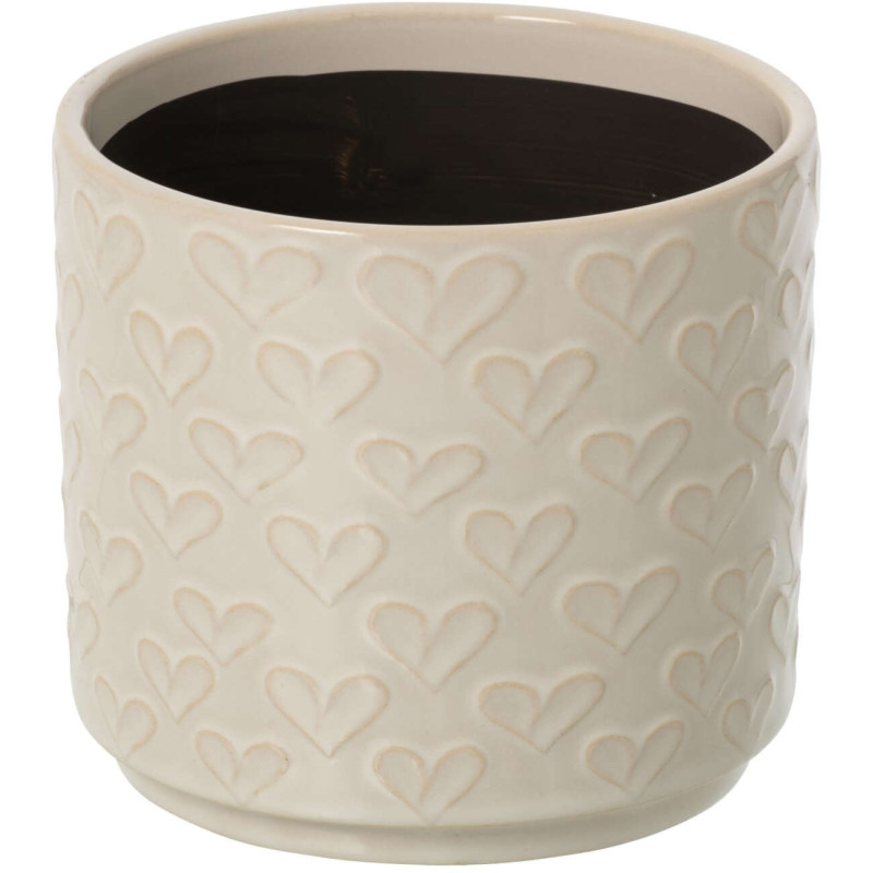 Cache-pot cœur céramique écru 14 cm...