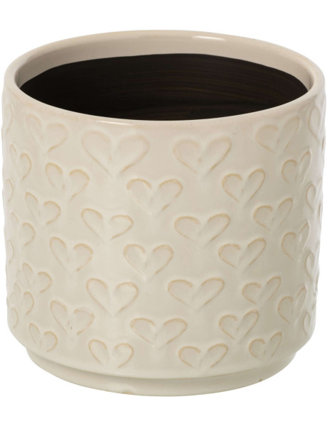 Cache-pot cœur céramique écru 17 cm Venzone