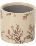 Petit cache-pot céramique écru motif branches 11,7 cm Gubbio