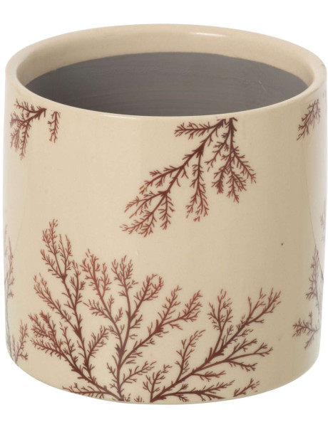 Cache-pot céramique écru motif branches 14 cm Gubbio