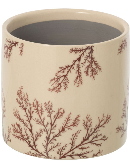 Cache-pot céramique écru motif branches 14 cm Gubbio