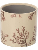Cache-pot céramique écru motif branches 17 cm Gubbio