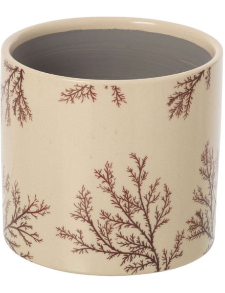Cache-pot céramique écru motif branches 17 cm Gubbio