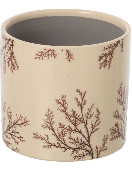 Cache-pot céramique écru motif branches 17 cm Gubbio