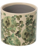 Petit cache-pot céramique écru feuillage vert 11,7 cm Monção