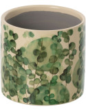 Cache-pot feuillage vert céramique 14 cm Monção