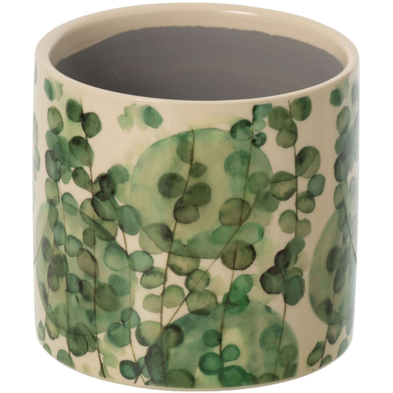 Cache-pot feuillage vert céramique 14...