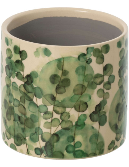 Cache-pot feuillage vert céramique 14 cm Monção