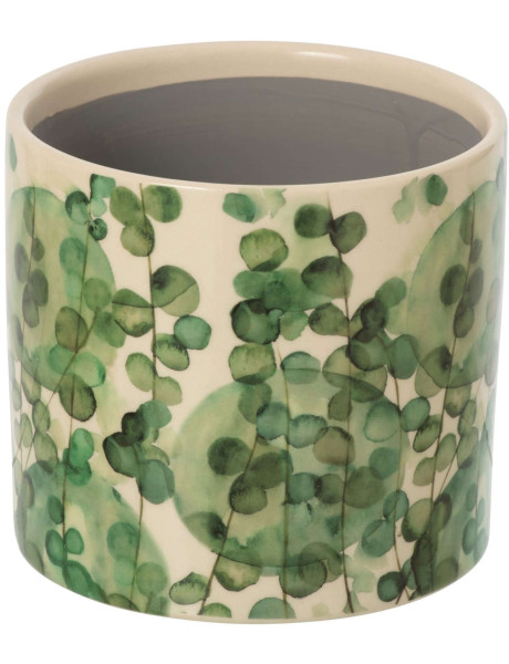 Cache-pot feuillage vert céramique 17 cm Monção