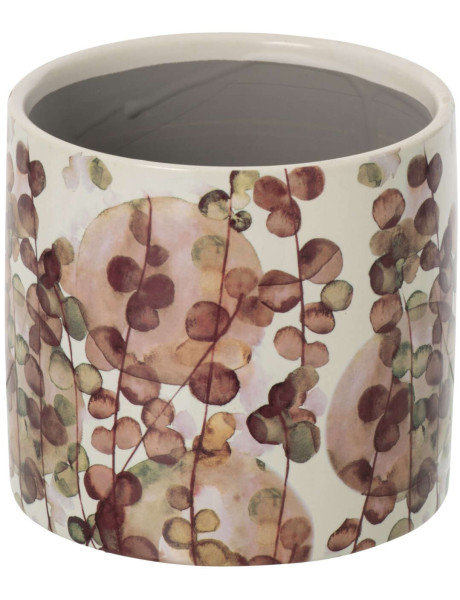 Cache-pot céramique bordeaux motif feuillage 14 cm Monção