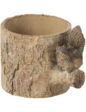 Cache-pot écureuil ciment effet bois 18,5 cm Saignelégier