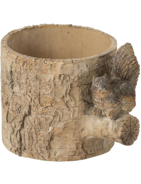 Cache-pot écureuil ciment effet bois 18,5 cm Saignelégier
