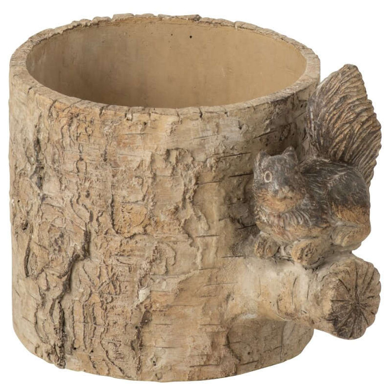 Cache-pot écureuil ciment effet bois...