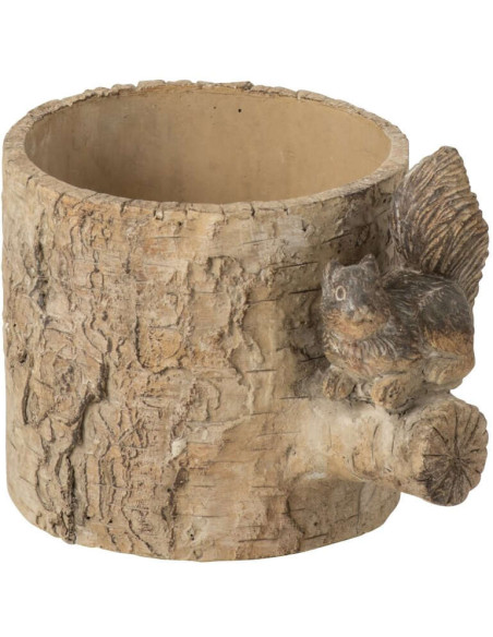 Cache-pot écureuil ciment effet bois 18,5 cm Saignelégier