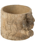Cache-pot écureuil ciment effet bois 23,5 cm Saignelégier
