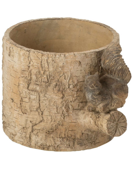 Cache-pot écureuil ciment effet bois 23,5 cm Saignelégier